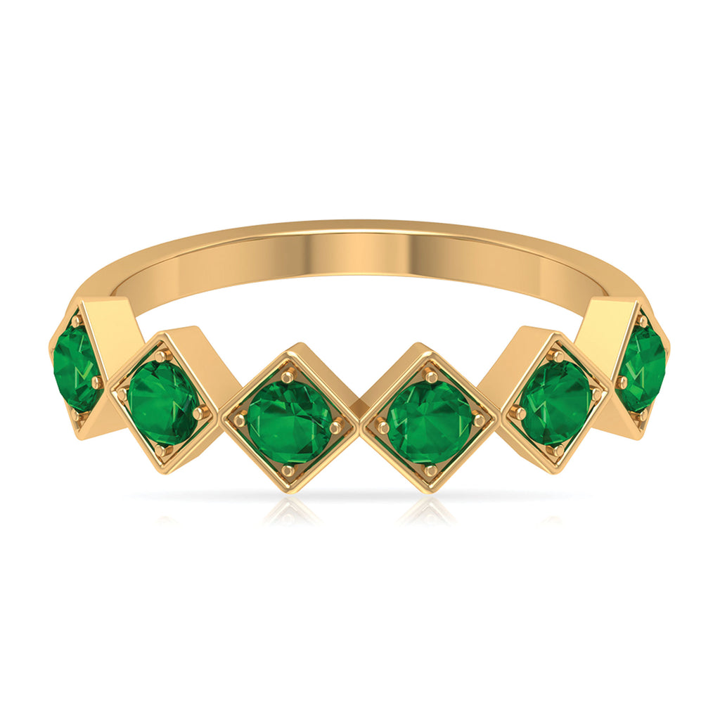 3/4 CT Round Cut Emerald Half Eternity Ring for Women Emerald - ( AAA ) - Quality - Rosec Jewels