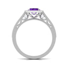 Vintage Inspired Oval Amethyst Engagement Ring with Diamond Amethyst - ( AAA ) - Quality - Rosec Jewels