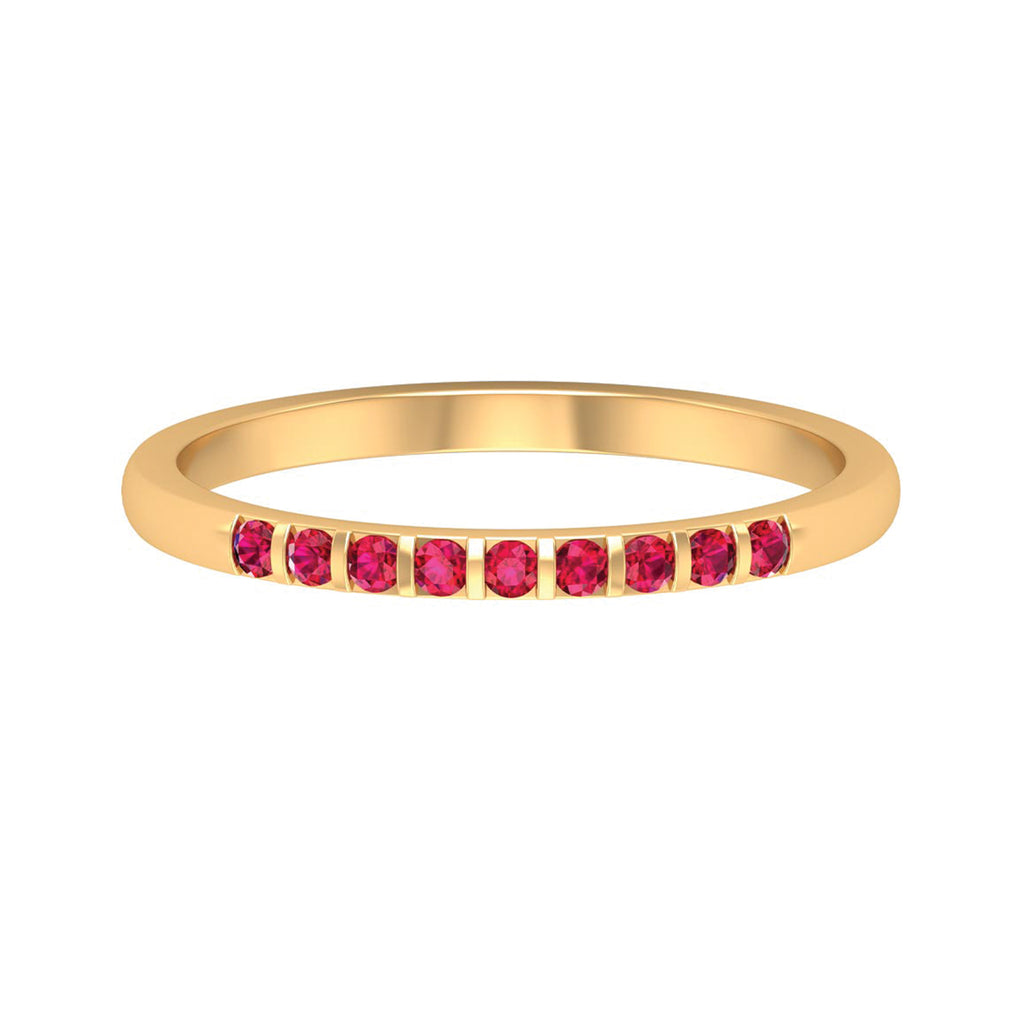 Real Ruby Semi Eternity Ring Ruby - ( AAA ) - Quality - Rosec Jewels
