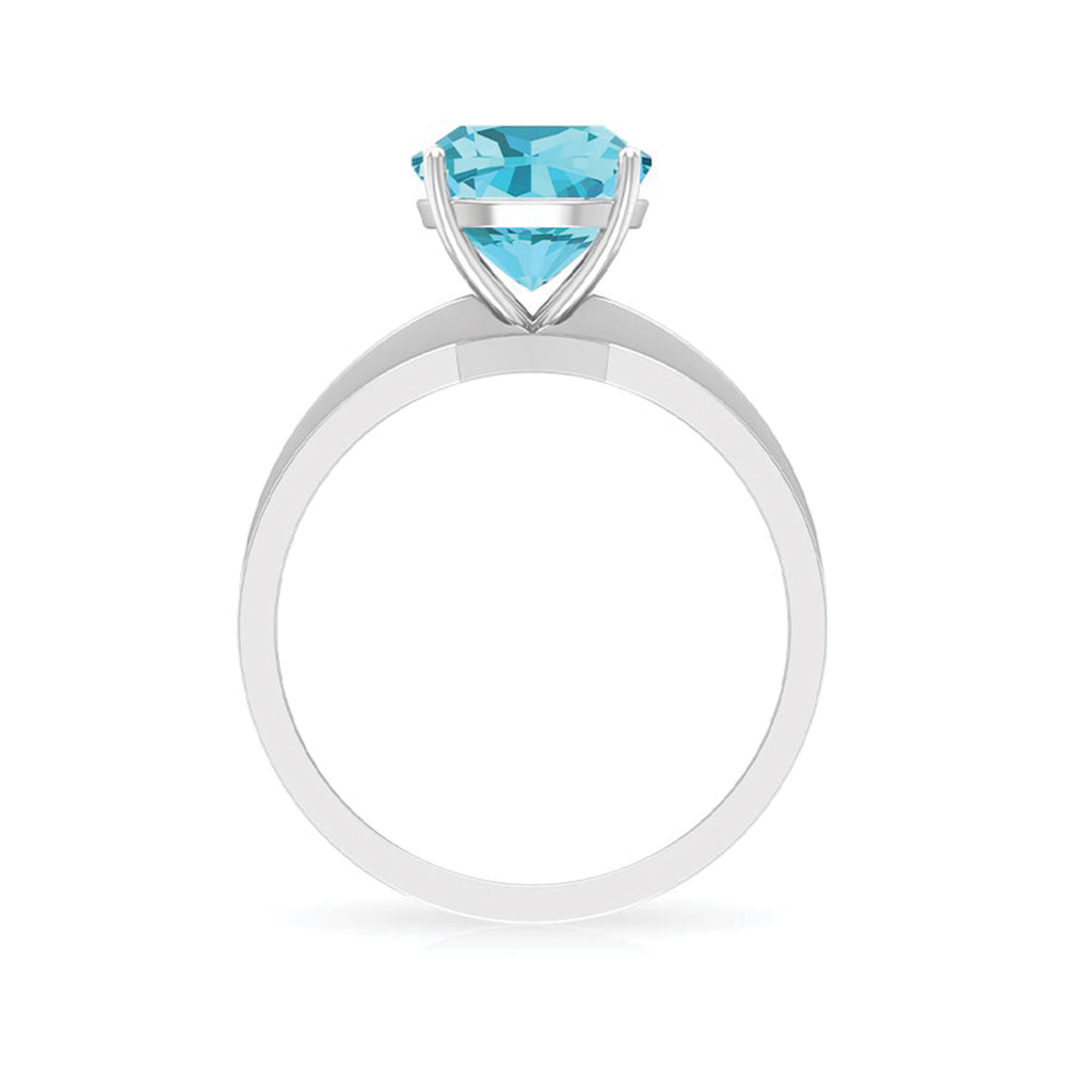2.5 CT Cushion Cut Swiss Blue Topaz Solitaire with Diamond Two Tone Ring Swiss Blue Topaz - ( AAA ) - Quality - Rosec Jewels