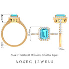Stunning Swiss Blue Topaz and Diamond Engagement Ring Swiss Blue Topaz - ( AAA ) - Quality - Rosec Jewels