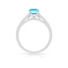 1.75 CT Swiss Blue Topaz Solitaire Ring with Diamond Side Stones Swiss Blue Topaz - ( AAA ) - Quality - Rosec Jewels