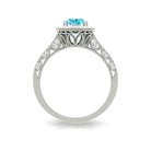 2 CT Vintage Engagement Ring with Swiss Blue Topaz and Diamond Swiss Blue Topaz - ( AAA ) - Quality - Rosec Jewels