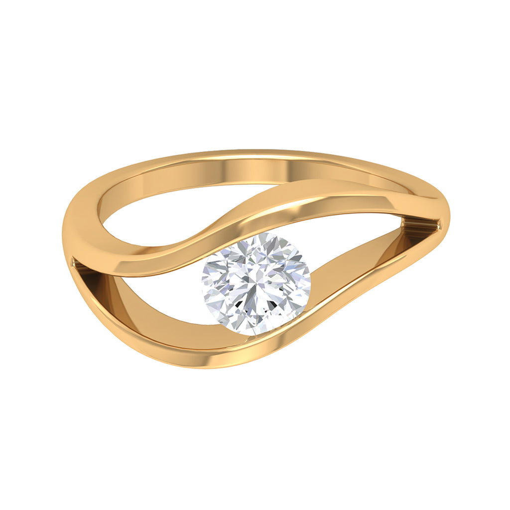 Tension Mount Set Moissanite Solitaire Ring with Twisted Shank Moissanite - ( D-VS1 ) - Color and Clarity - Rosec Jewels