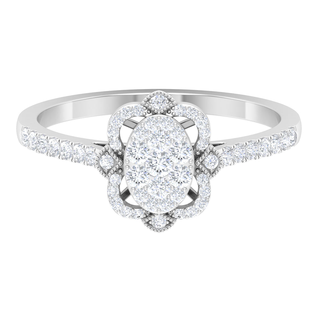 3/4 CT Diamond Solitaire Illusion Art Deco Ring Diamond - ( HI-SI ) - Color and Clarity - Rosec Jewels