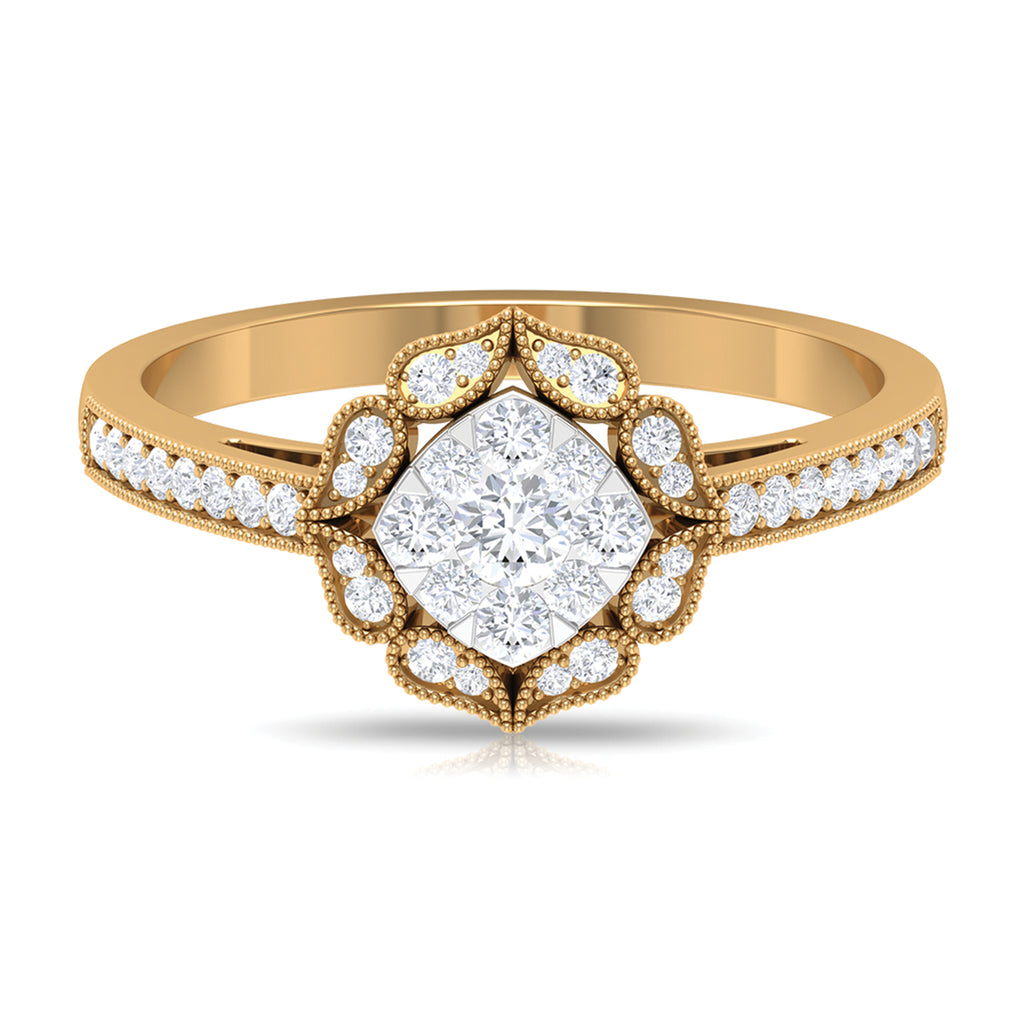 3/4 CT Illusion Set Diamond Vintage Engagement Ring Diamond - ( HI-SI ) - Color and Clarity - Rosec Jewels