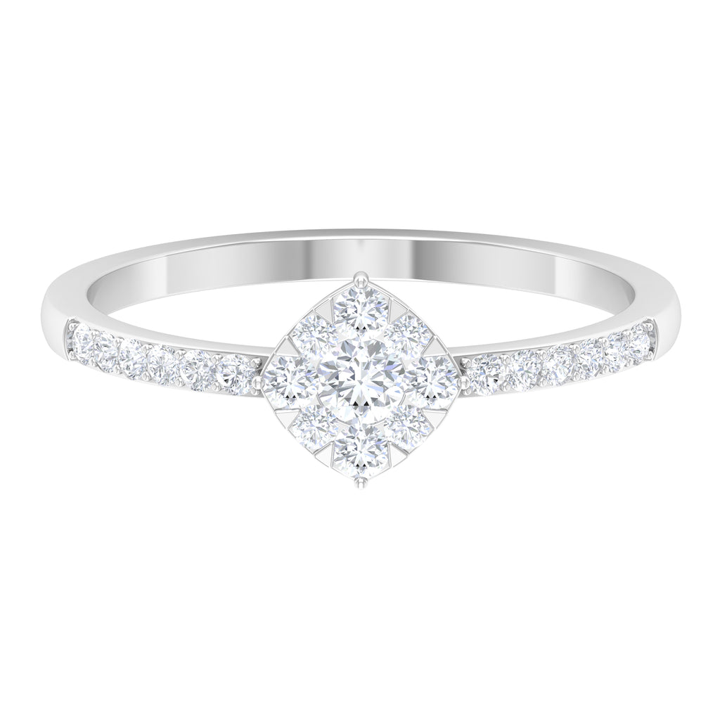 1/2 CT Diamond Engagement Ring in Illusion Setting with Two Tone Gold Diamond - ( HI-SI ) - Color and Clarity - Rosec Jewels