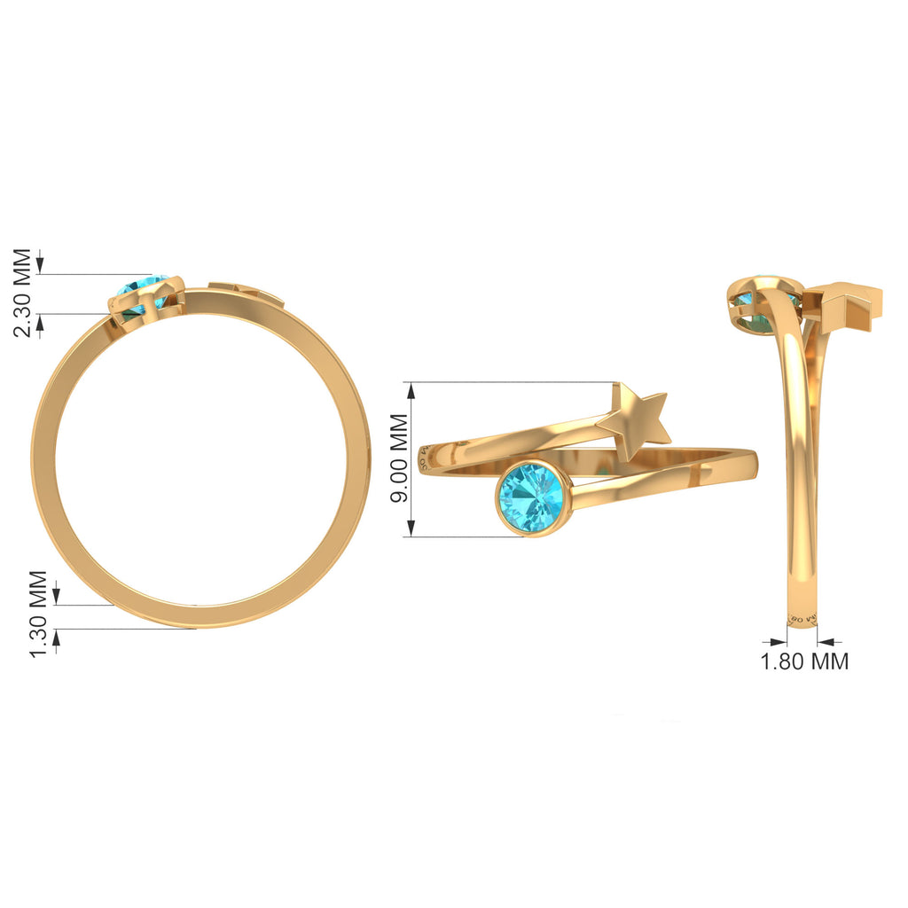 1/4 CT Swiss Blue Topaz Wrap Ring in Bezel Setting Swiss Blue Topaz - ( AAA ) - Quality - Rosec Jewels