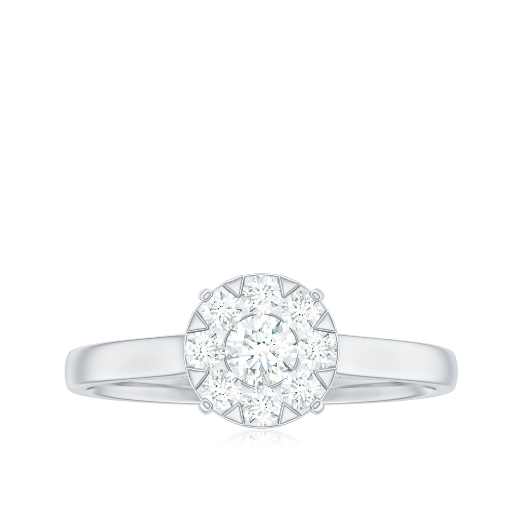 1/2 CT Round Diamond Illusion Ring Diamond - ( HI-SI ) - Color and Clarity - Rosec Jewels