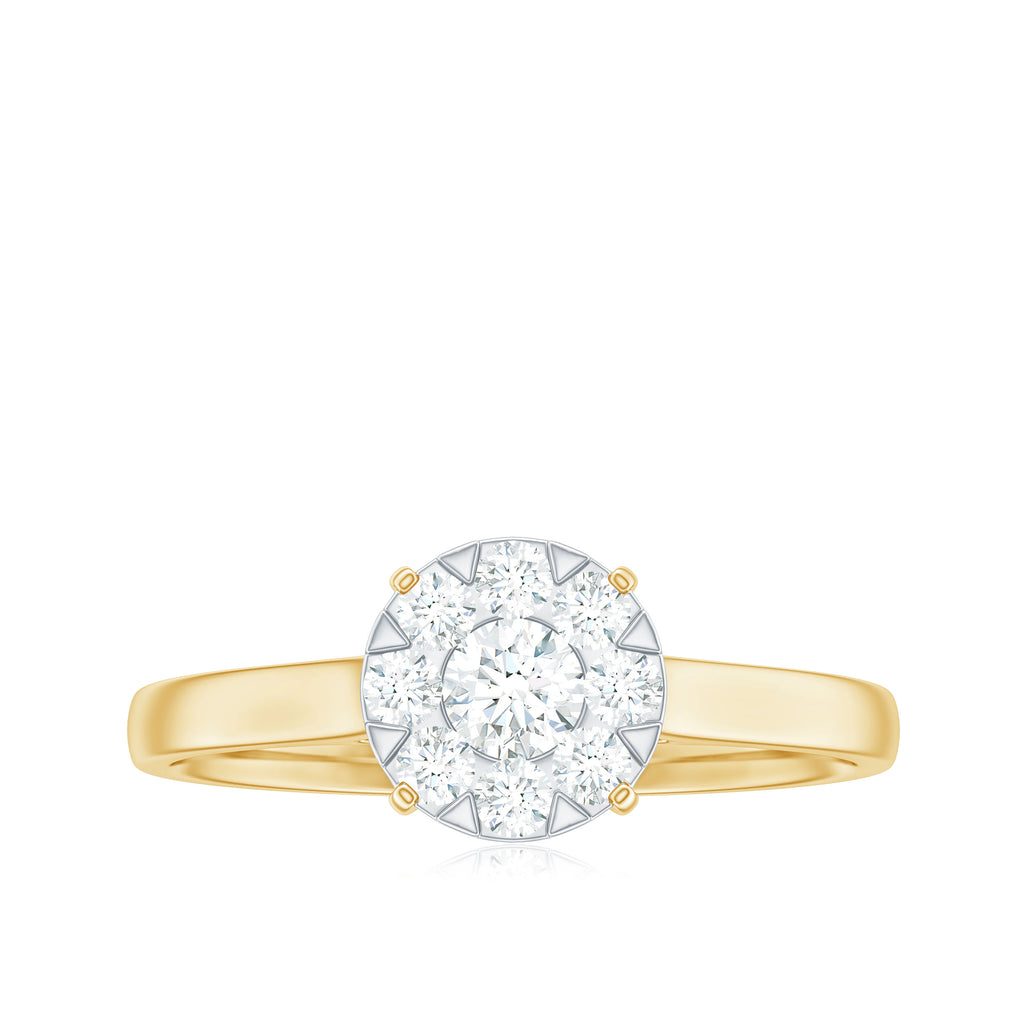 1/2 CT Round Diamond Illusion Ring Diamond - ( HI-SI ) - Color and Clarity - Rosec Jewels