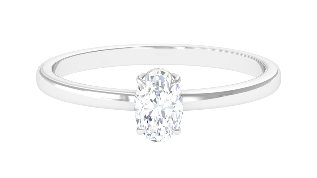 1/2 CT April Birthstone Oval Diamond Solitaire Engagement Ring Diamond - ( HI-SI ) - Color and Clarity - Rosec Jewels