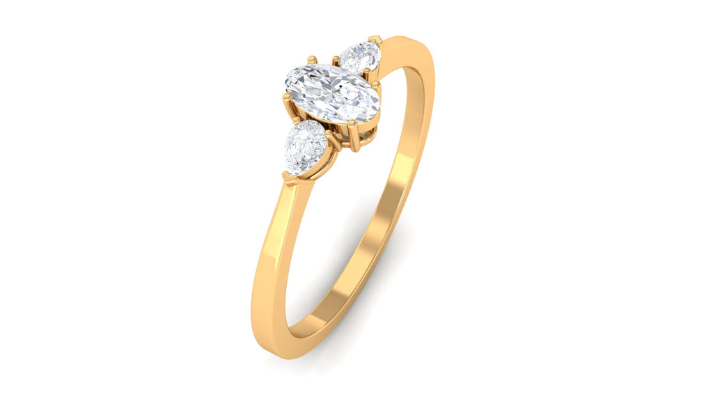 1/2 CT Diamond Three Stone Engagement Ring in Gold Diamond - ( HI-SI ) - Color and Clarity - Rosec Jewels