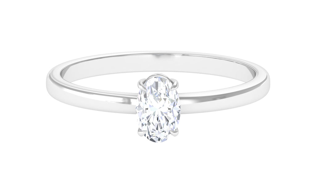 0.50 CT Claw Set Oval Cut Real Diamond Solitaire Ring Diamond - ( HI-SI ) - Color and Clarity - Rosec Jewels