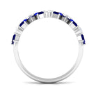 Blue Sapphire and Moissanite Half Eternity Ring in Prong Setting Blue Sapphire - ( AAA ) - Quality - Rosec Jewels