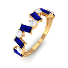 Blue Sapphire and Moissanite Half Eternity Ring in Prong Setting Blue Sapphire - ( AAA ) - Quality - Rosec Jewels