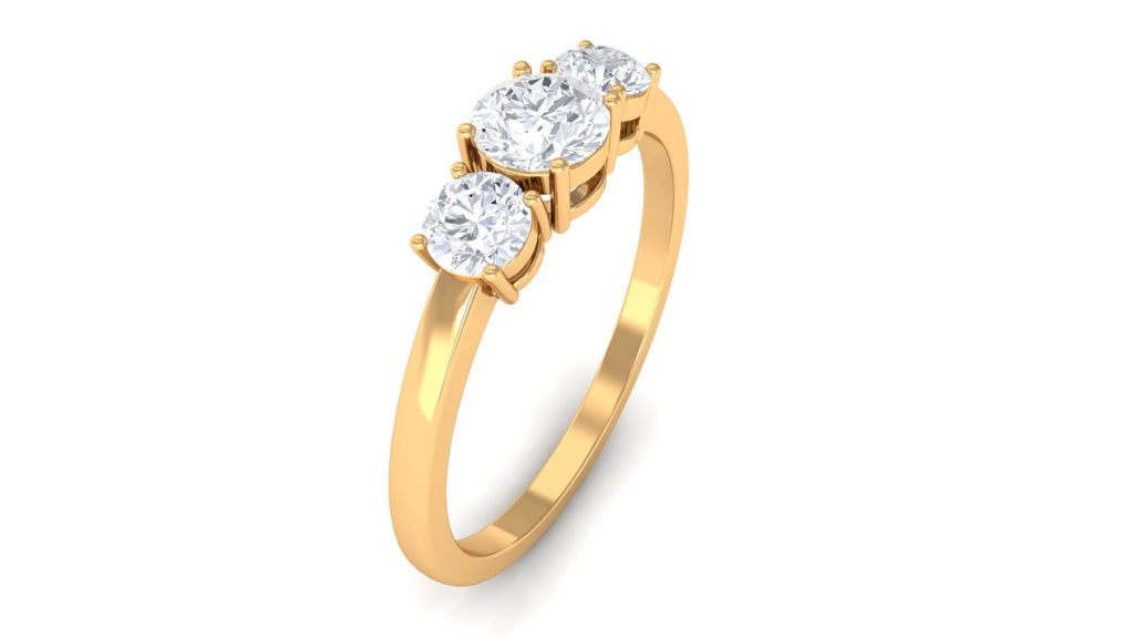 0.75 CT Round Diamond Three Stone Engagement Ring in Gold Diamond - ( HI-SI ) - Color and Clarity - Rosec Jewels