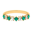 Natural Emerald and Moissanite Half Eternity Ring Emerald - ( AAA ) - Quality - Rosec Jewels