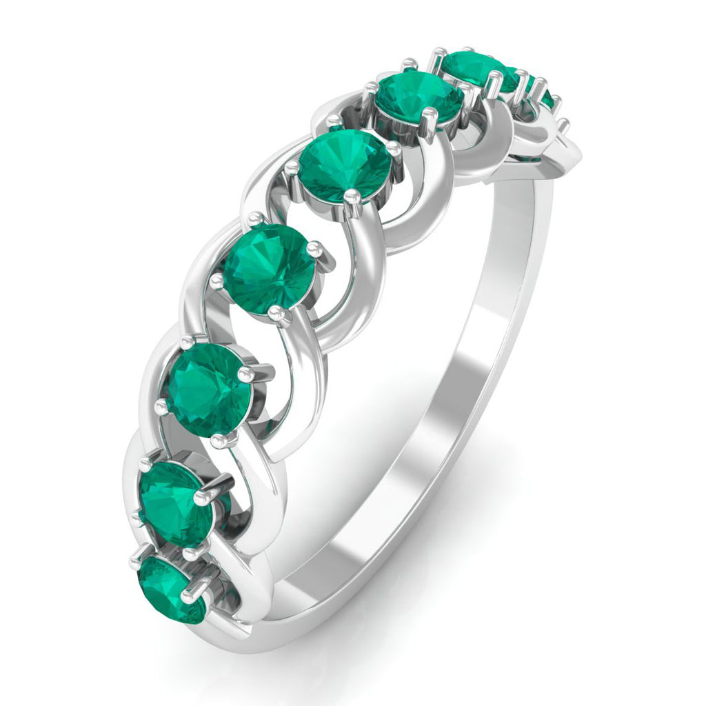 3/4 CT Real Emerald Braided Half Eternity Ring Emerald - ( AAA ) - Quality - Rosec Jewels