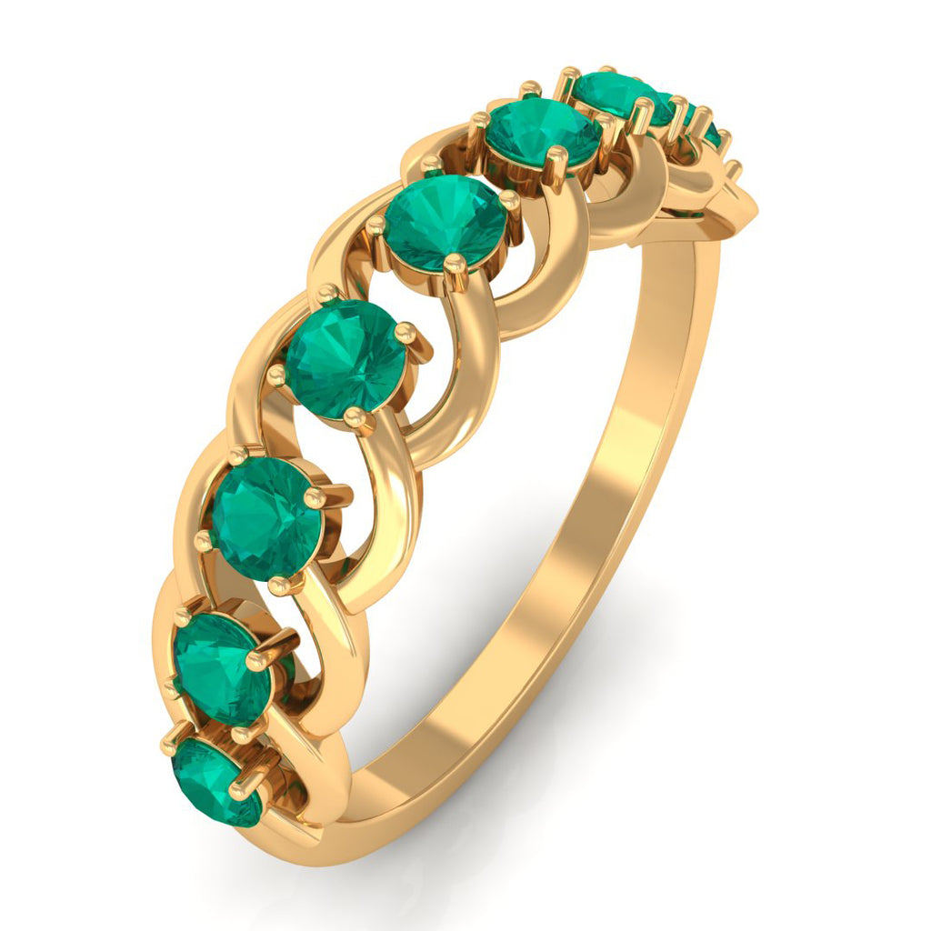 3/4 CT Real Emerald Braided Half Eternity Ring Emerald - ( AAA ) - Quality - Rosec Jewels