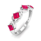 3/4 Carat Ruby Princess Half Eternity Band in Gold Ruby - ( AAA ) - Quality - Rosec Jewels