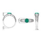 1 CT Antique Emerald Engagement Ring with Diamond Emerald - ( AAA ) - Quality - Rosec Jewels
