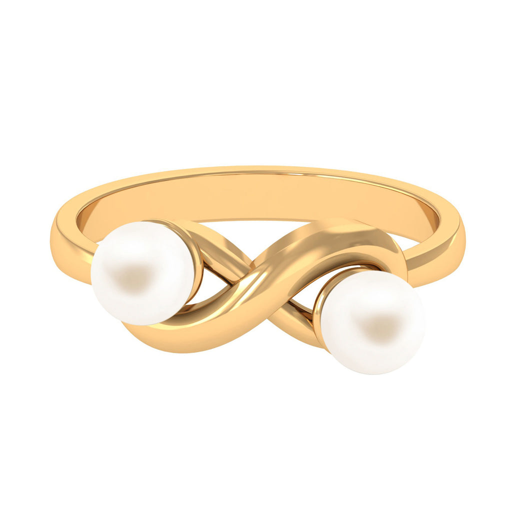 4 CT Toi et Moi Freshwater Pearl Infinity Gold Ring Freshwater Pearl - ( AAA ) - Quality - Rosec Jewels