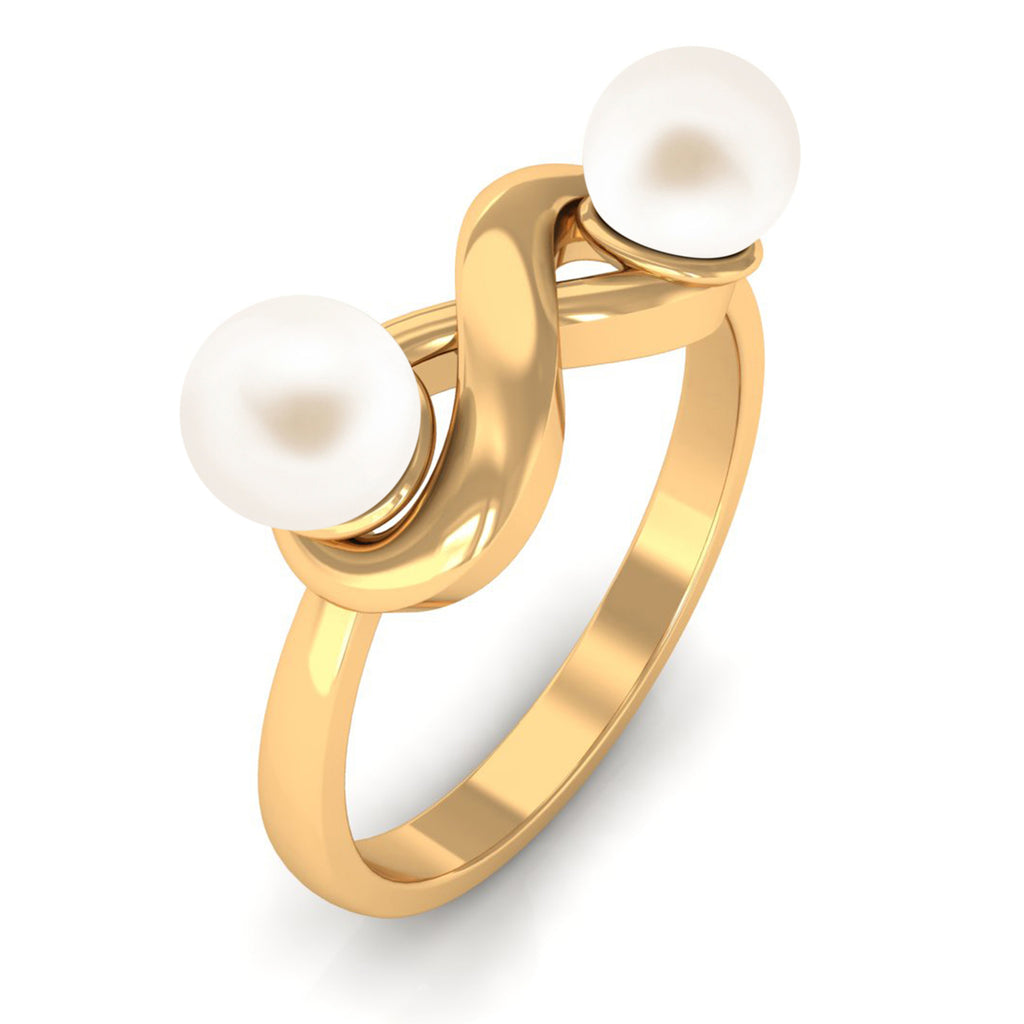 4 CT Toi et Moi Freshwater Pearl Infinity Gold Ring Freshwater Pearl - ( AAA ) - Quality - Rosec Jewels