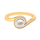 3 CT Freshwater Pearl and Diamond Bypass Engagement Ring Freshwater Pearl - ( AAA ) - Quality - Rosec Jewels