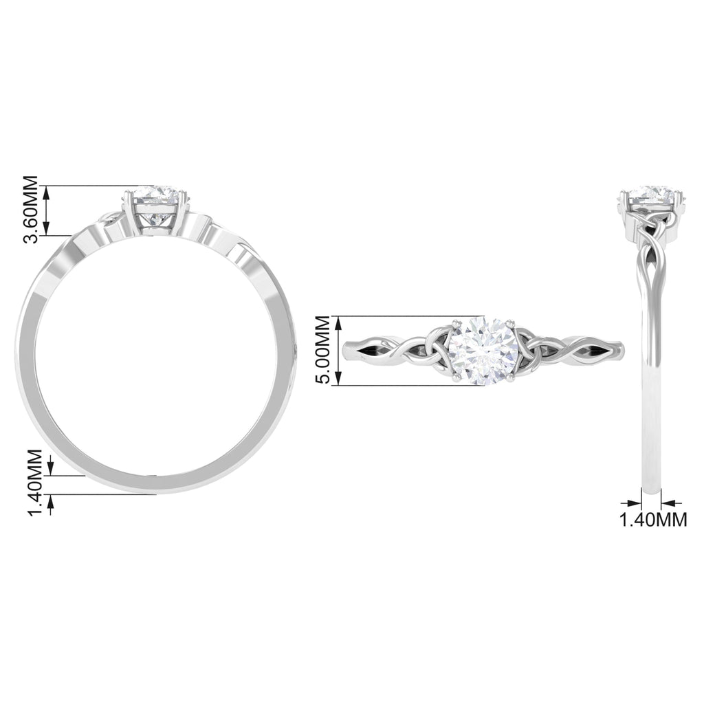 1/2 CT Solitaire Zircon Celtic Knot Engagement Ring Zircon - ( AAAA ) - Quality - Rosec Jewels