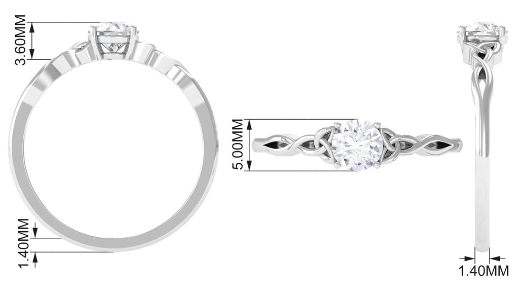 1/2 CT Solitaire Zircon Celtic Knot Engagement Ring Zircon - ( AAAA ) - Quality - Rosec Jewels