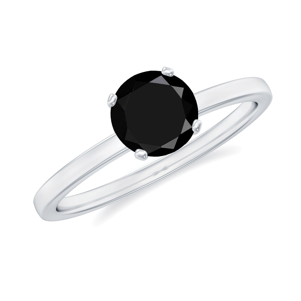 1 CT Black Diamond Solitaire Ring for Women Black Diamond - ( AAA ) - Quality - Rosec Jewels