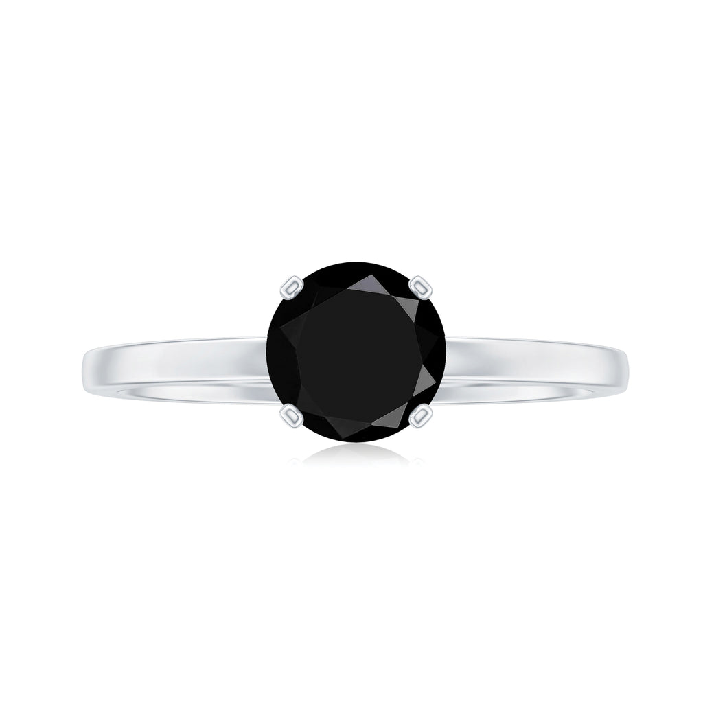 1 CT Black Diamond Solitaire Ring for Women Black Diamond - ( AAA ) - Quality - Rosec Jewels