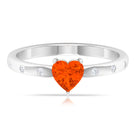 1/2 Carat Fire Opal Heart Engagement Ring with Diamond Fire Opal - ( AAA ) - Quality - Rosec Jewels