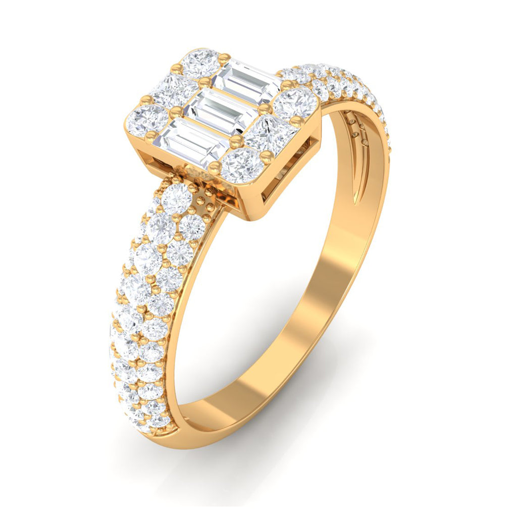 1.25 CT Classic Cubic Zirconia Engagement Ring in Gold Zircon - ( AAAA ) - Quality - Rosec Jewels