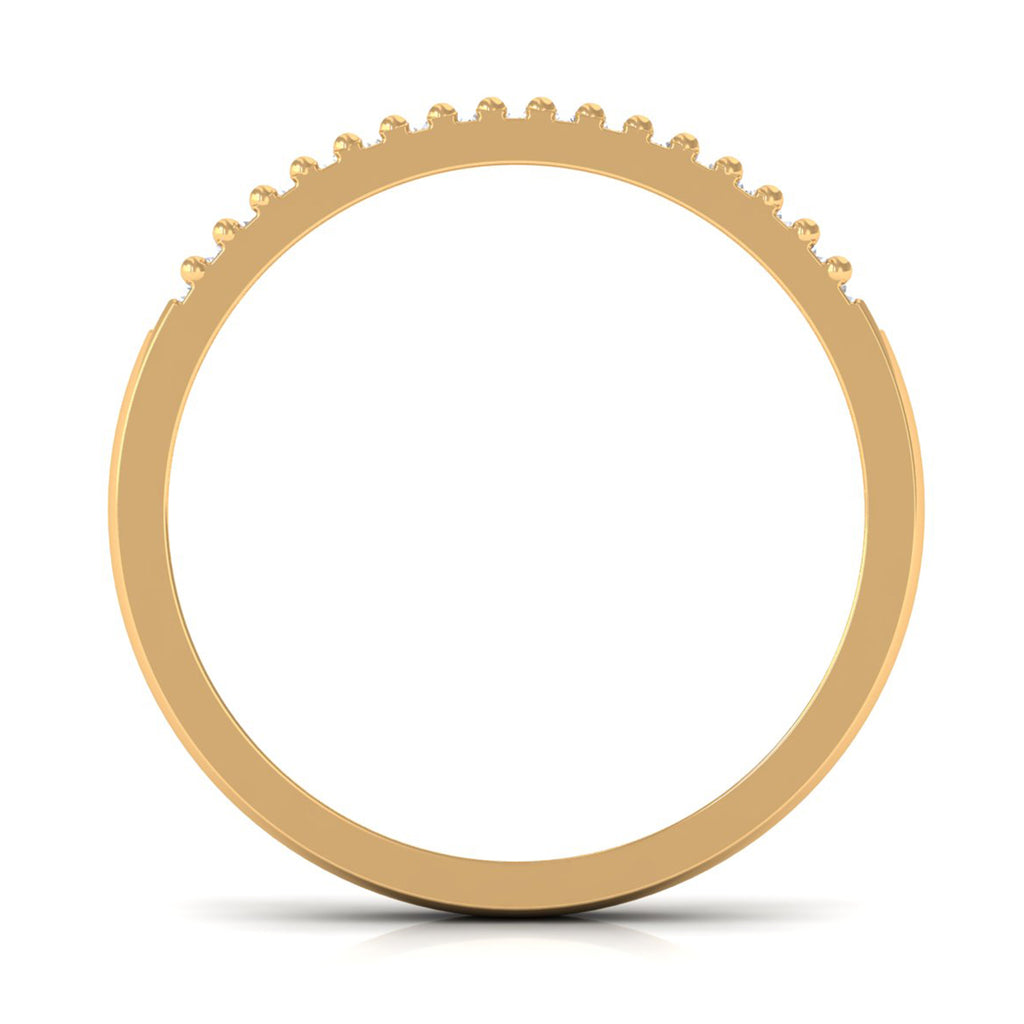 Baguette Cut Zircon Minimal Half Eternity Ring with Gold Beaded Zircon - ( AAAA ) - Quality - Rosec Jewels