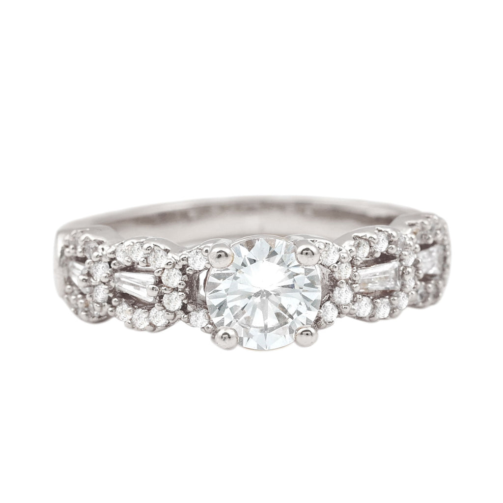 Cubic Zirconia Designer Engagement Ring Zircon - ( AAAA ) - Quality - Rosec Jewels