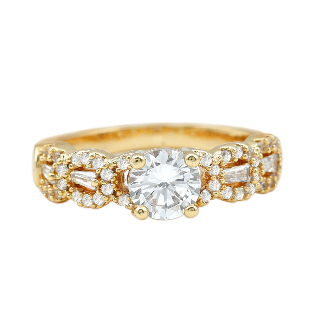 Cubic Zirconia Designer Engagement Ring Zircon - ( AAAA ) - Quality - Rosec Jewels