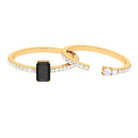 Black Onyx and Diamond Stackable Ring Set Black Onyx - ( AAA ) - Quality - Rosec Jewels