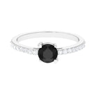 1.25 CT Black Diamond Solitaire Promise Ring with Moissanite Side Stones Black Diamond - ( AAA ) - Quality - Rosec Jewels