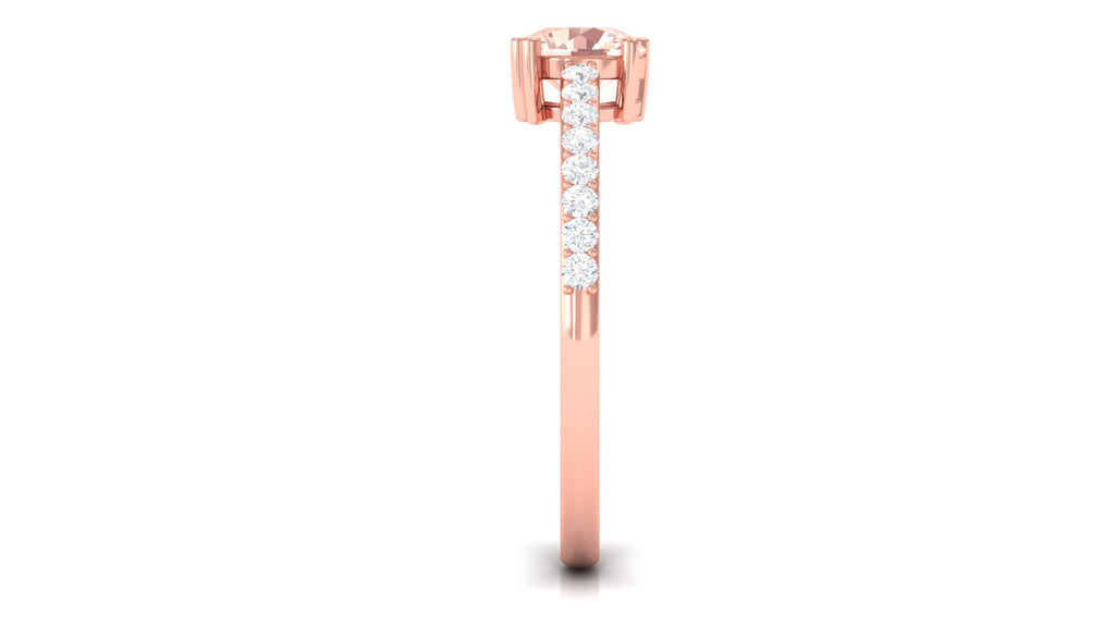 Designer Morganite Solitaire Promise Ring with Diamond Morganite - ( AAA ) - Quality - Rosec Jewels