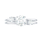 Certified Cubic Zirconia Three Stone Double Band Ring Zircon - ( AAAA ) - Quality - Rosec Jewels