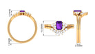 Octagon Amethyst Solitaire Stackable Ring Set with Diamond Amethyst - ( AAA ) - Quality - Rosec Jewels