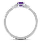 Octagon Amethyst Solitaire Engagement Ring with Diamond Amethyst - ( AAA ) - Quality - Rosec Jewels