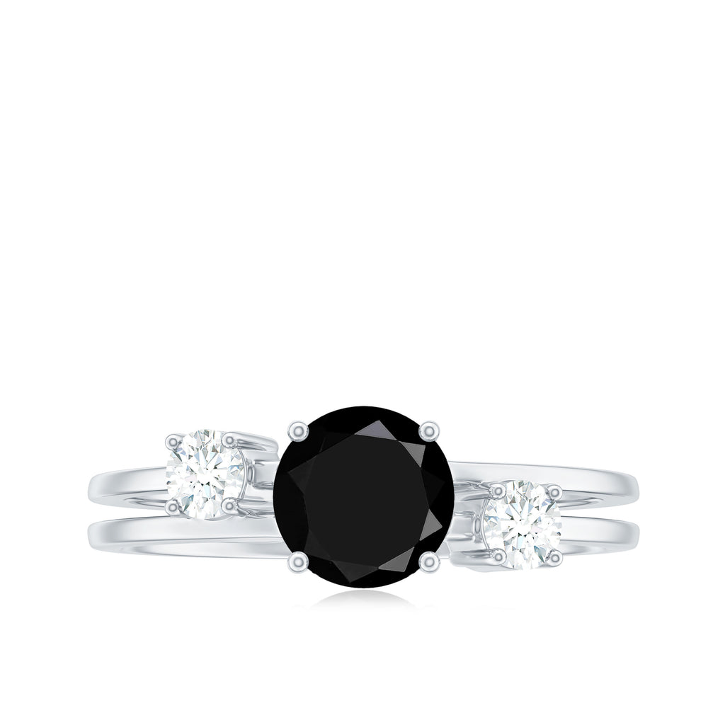 Vintage Inspired Black Onyx Engagement Ring Black Onyx - ( AAA ) - Quality - Rosec Jewels