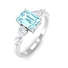 1.75 CT Solitaire Aquamarine Engagement Ring with Moissanite Aquamarine - ( AAA ) - Quality - Rosec Jewels
