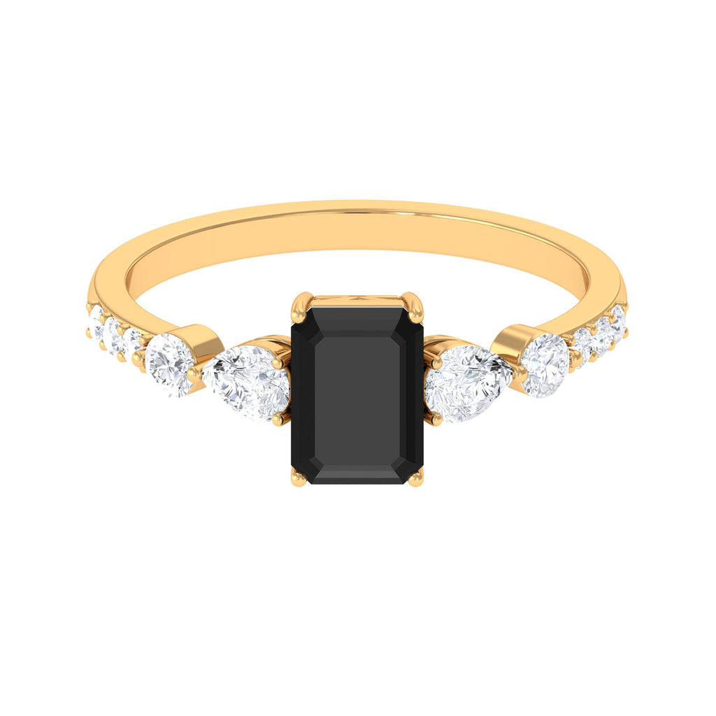 1.75 CT Octagon Cut Black Spinel Solitaire Ring with Moissanite Black Spinel - ( AAA ) - Quality - Rosec Jewels