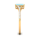 Split Shank Emerald Cut Shape Solitaire Sky Blue Topaz and Diamond Ring Sky Blue Topaz - ( AAA ) - Quality - Rosec Jewels