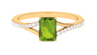 1.50 CT Split Shank Peridot Solitaire Ring with Diamond Accent Peridot - ( AAA ) - Quality - Rosec Jewels