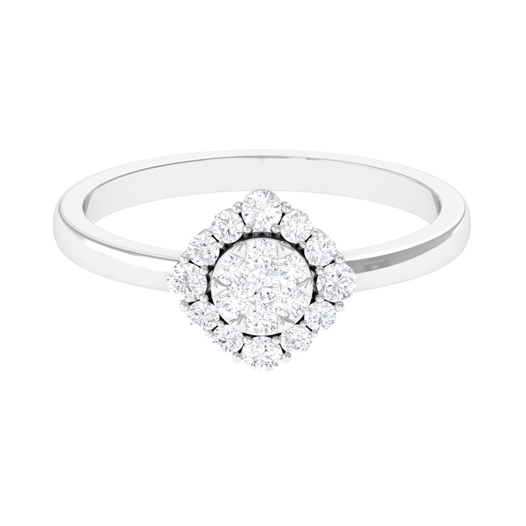 3/4 CT Classic Moissanite Floral Halo Engagement Ring Moissanite - ( D-VS1 ) - Color and Clarity - Rosec Jewels