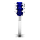 Oval Cut Blue Sapphire and Diamond Half Eternity Ring Blue Sapphire - ( AAA ) - Quality - Rosec Jewels